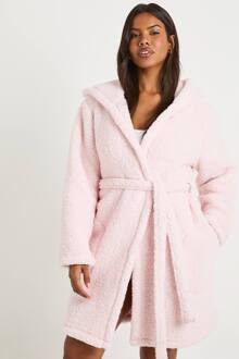 Pom Pom Fleece Badjas, Pink - 36