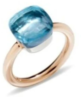 Pomellato Nudo Topaas Blauwe Gouden Ring Pomellato , Blue , Dames - 55 MM