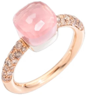 Pomellato Petit Nudo Ring - Roségoud, Bruine Diamant, Roze Kwarts, Witgoud Pomellato , Pink , Dames - 51 MM