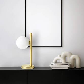 Pomi tafellamp, 1-lamp, goudkleurig, glas, hoogte 28 cm goud, wit