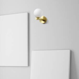 Pomi wandlamp, 1-lamp, goudkleurig, glas, bol goud, wit