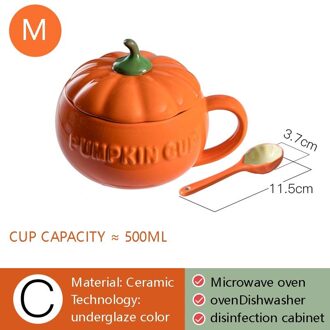 Pompoen Cup Keramische Water Cup Met Deksel Vrouwelijke Leuke Mok Grote Capaciteit Huishoudelijke Koffiekopje Melk Ontbijt Cup 3