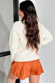 Pompoen Geborduurde Trui Ivoor