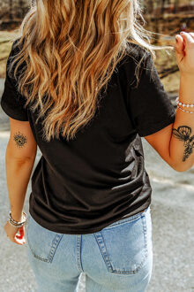 Pompoen Grafisch T-shirt met Korte Mouwen - maat XL Zwart