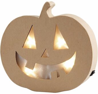 Pompoen Halloween decoratie met licht 22 cm - Feestdecoratievoorwerp