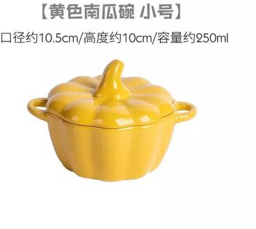 Pompoen Keramische Kom Met Deksel Servies Pompoen Kom Thuis Creatieve Rijstkom Westerse Voedsel Soepkom Kinderen Kom Dessert geel 250ml