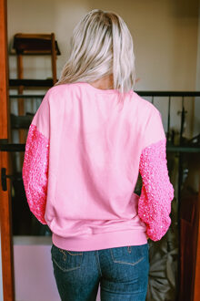 Pompoen Pailletten Mouw Sweatshirt - maat S Roze