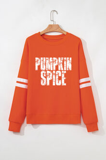 Pompoen Specerij Grafische Sweatshirt - maat L Oranje