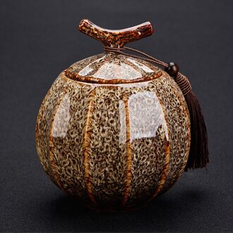 Pompoen Stijl Thee Pot Keramische Thee Vat Zwarte Thee Verzegelde Tank Opslagtank Puer Teacaddy 5 Kleur Optioneel Onsale abrikoos geel