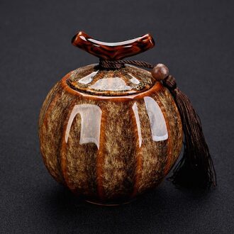 Pompoen Stijl Thee Pot Keramische Thee Vat Zwarte Thee Verzegelde Tank Opslagtank Puer Teacaddy 5 Kleur Optioneel Onsale Kiln Changed abrikoos