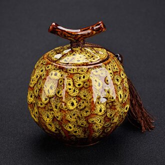 Pompoen Stijl Thee Pot Keramische Thee Vat Zwarte Thee Verzegelde Tank Opslagtank Puer Teacaddy 5 Kleur Optioneel Onsale Trumpet - gouden