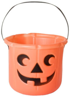 Pompoen trick or treat snoep emmertje - 14 x 17 cm - Halloween - snoep ophalen - kunststof