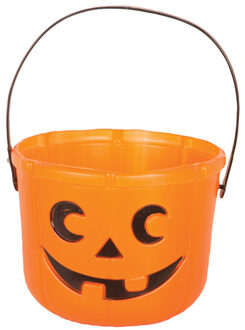 Pompoen trick or treat snoep emmertje oranje D18 x H14 cm