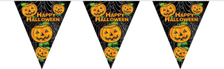 Pompoenen Halloween vlaggenlijn feestslinger - plastic - 450 cm