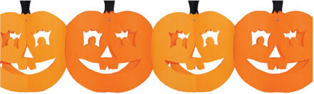 Pompoenen slinger - oranje - 4 meter - brandvertragend papier - Halloween versiering - feestslinger
