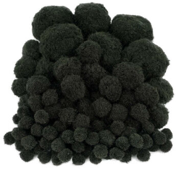 Pompons - 100x - zwart - 10-45 mm - hobby/knutsel materialen