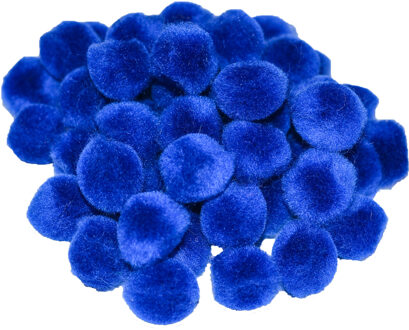Pompons - 180x - donker blauw - 15 mm - hobby/knutsel materialen