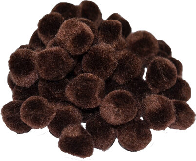 Pompons - 35x - donker bruin - 25 mm - hobby/knutsel materialen Donkerbruin