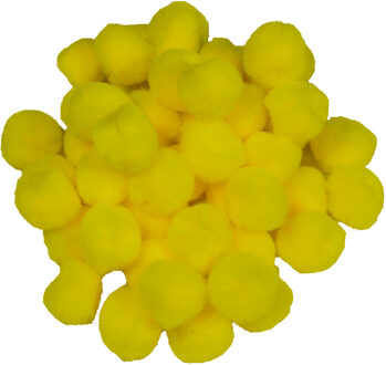 Pompons - 35x - geel - 25 mm - hobby/knutsel materialen