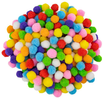 Pompons - 500x - gekleurd - 25 mm - hobby/knutsel materialen