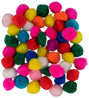 Pompons - 50x - gekleurd - 20 mm - hobby/knutsel materialen