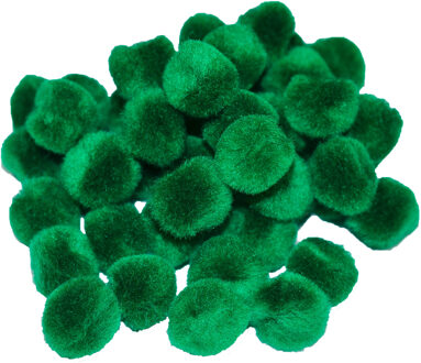 Pompons - 70x - donker groen - 25 mm - hobby/knutsel materialen