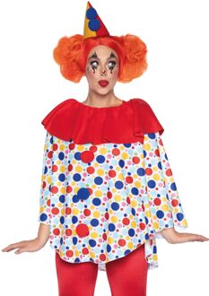 Poncho Clown Met Hoed Rood - Zalm, Multikleur - Print