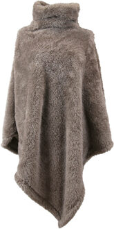 Poncho - taupe - 80 x 75 cm - polyester - hoodie/sweater