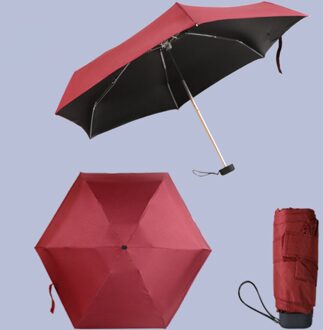 Pongee Small Folding Umbrella Anti-UV Waterproof Women Mini Pocket Parasol Girls Portable Travel UMBRELLAS Bourgondië