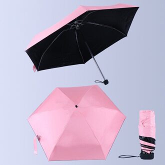 Pongee Small Folding Umbrella Anti-UV Waterproof Women Mini Pocket Parasol Girls Portable Travel UMBRELLAS Roze