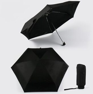 Pongee Small Folding Umbrella Anti-UV Waterproof Women Mini Pocket Parasol Girls Portable Travel UMBRELLAS zwart
