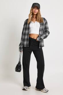 Ponte Pintuck Broek Met Trekkoord En Wijde Pijpen, Black - 34