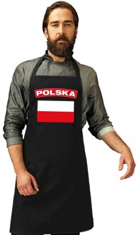 Poolse vlag keukenschort/ barbecueschort zwart heren en dames - Polen schort