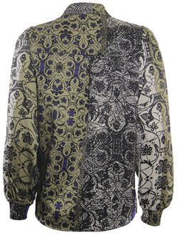 Poools Blouse 333229 olive/black - maat 36 Veelkleurig