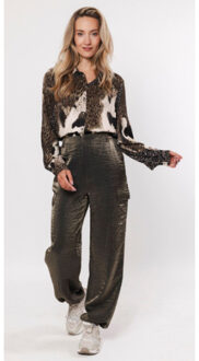 Poools Blouse 433190-dark animal - maat 40 Veelkleurig
