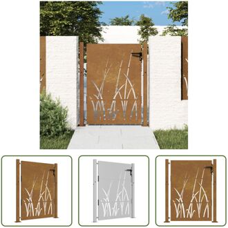 Poort Cortenstaal - Tuinaccessoire - 105 x 130 cm - Lasergesneden ontwerp - Afsluitbaar systeem