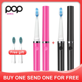 POP Battery Electric Toothbrush Slim Portable Travel Sonic Toothbrush brush head Waterproof colorful For Birthday Gift Couple