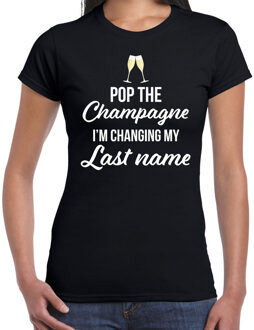 Pop champagne changing last name vrijgezellenfeest t-shirt met panterprint zwart voor dames XL