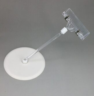 Pop Draaibare Teken Display Memo Clip Holder Ronde Base Dia.9cm Stand Show Prijs Label Papier Tag 10Pcs wit Base / Height 15cm