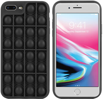 Pop It Fidget Toy - Pop It hoesje voor de iPhone 8 Plus / 7 Plus - Zwart