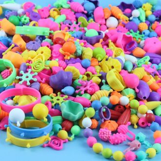 Pop Kralen Set Kids Handwerk Diy Creatieve Kleurrijke Diverse Vormen Meisjes Speelgoed Handleiding Kettingen Maken 1050Pcs 400stk geen doos