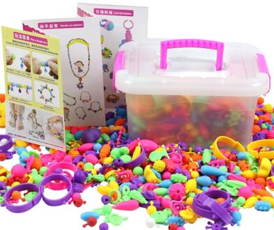 Pop Kralen Set Kids Handwerk Diy Creatieve Kleurrijke Diverse Vormen Meisjes Speelgoed Handleiding Kettingen Maken 1050Pcs 500stk met doos