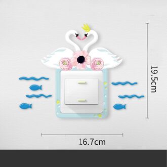 Pop Leuke Dieren Planten Flamingo Zwaan Licht 3D Switch Covers Plakken Muursticker Voor Kids Baby Nursery Slaapkamer Thuis Decal decor Couple zwaan
