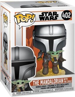 Pop Star Wars: The Mandalorian Flying with JetPack and Child - Funko Pop #402