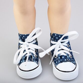 Pop Unisex Schoenen Stijl Spotted Pop 7.5Cm Canvas Schoenen Voor 1/3 Bjd Pop Mode Mini Schoenen Voor russische Diy Pop donker Bule