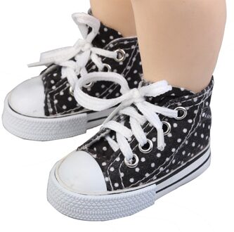 Pop Unisex Schoenen Stijl Spotted Pop 7.5Cm Canvas Schoenen Voor 1/3 Bjd Pop Mode Mini Schoenen Voor russische Diy Pop zwart