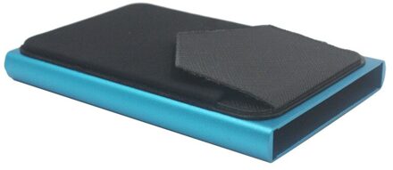 Pop Up Id Rfid Kaart Mannelijke Portemonnee Mini Pakket Aluminium Metal Beschermende Kleding Opbergtas Smart Quick Release Vrouwen portemonnee blauw