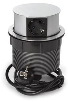 Pop-upstekkerdoos, 4 stopcontacten met randaarde (type F), montagegat 121 mm, gebruik binnenshuis, zwart/grijs Wit