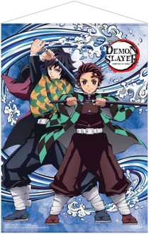 POPbuddies Demon Slayer: Kimetsu no Yaiba Wallscroll Tanjiro Kamado and Giyu Tomioka Water Breathing 50 x 70 cm