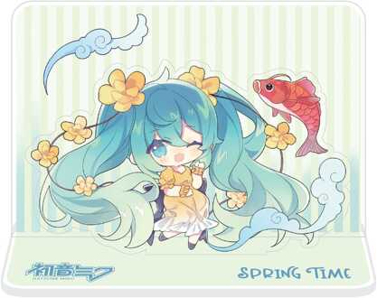 POPbuddies Hatsune Miku Acrylic Figure Standee Hatsune Miku Spring Time Chibi Miku with Koi 11 cm